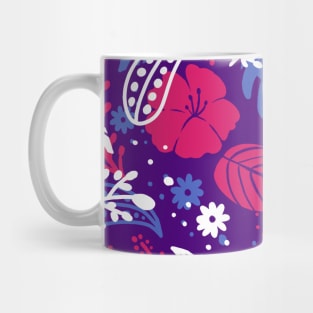 Foliage & Hibiscus Pattern - Purple & Pink Mug